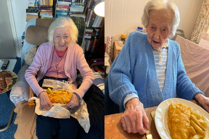 fish and chips enjoyed by Radfield Home Care clients